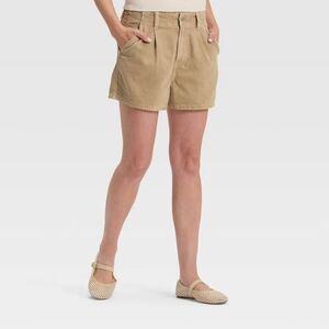 Universal Thread Women's High-Rise Pleated Jean Shorts Khaki